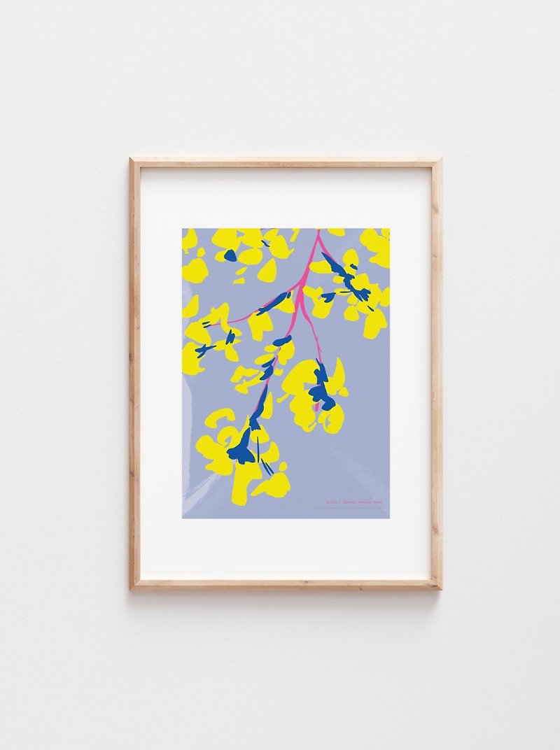 Art Print Poster Golden Shower Lanna Flower Collection - 壁貼/牆壁裝飾 - 紙 白色