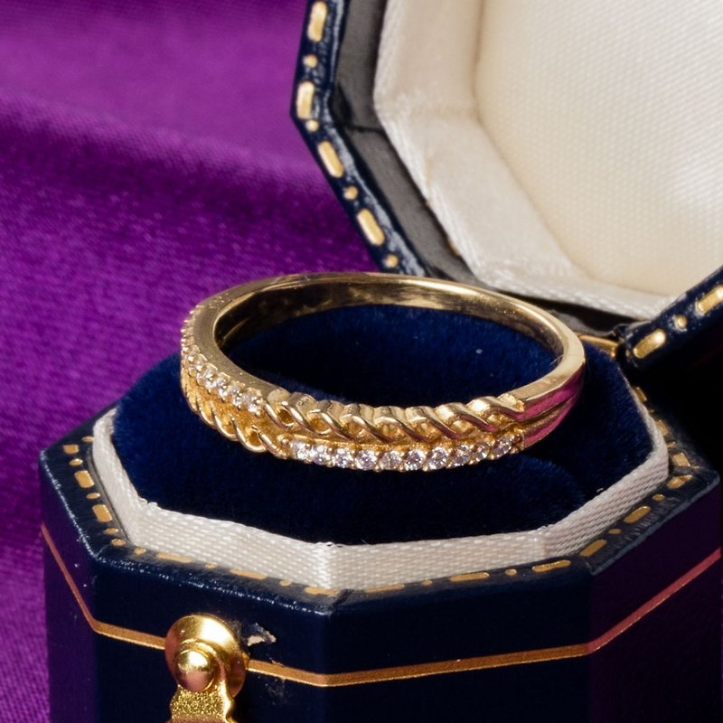 [Bronze Series Ring]-[Twist Diamond] - แหวนทั่วไป - ทองแดงทองเหลือง สีทอง