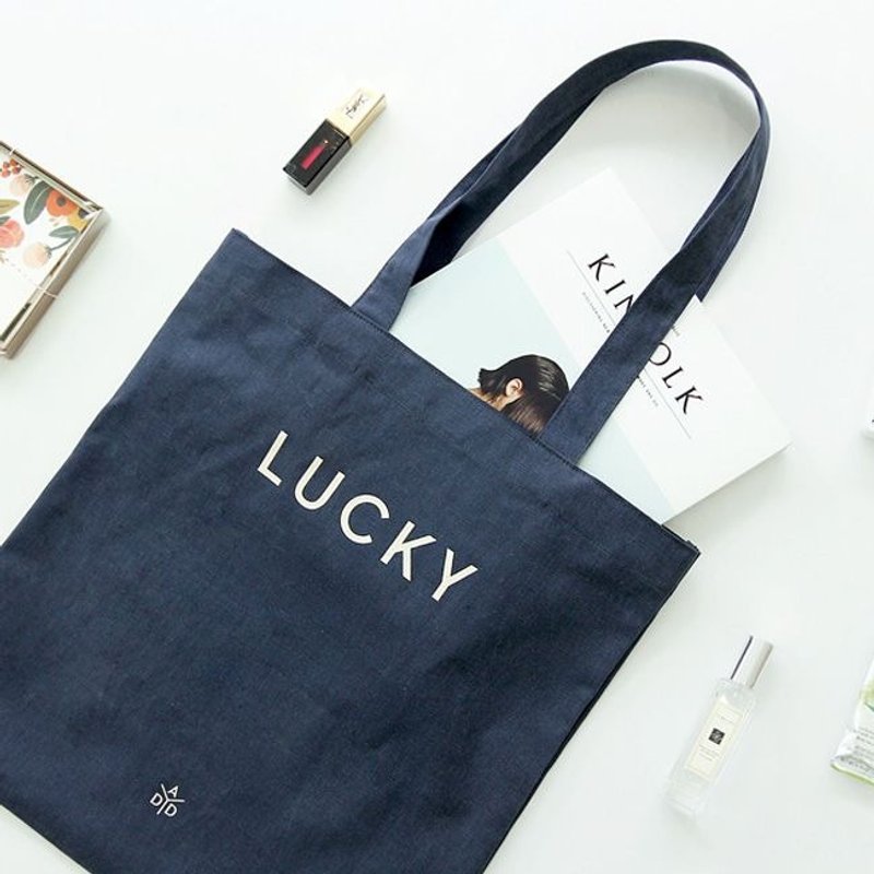 Dessin x GMZ- luck letters shoulder bag - navy blue, GMZ02872 - กระเป๋าแมสเซนเจอร์ - วัสดุอื่นๆ สีน้ำเงิน