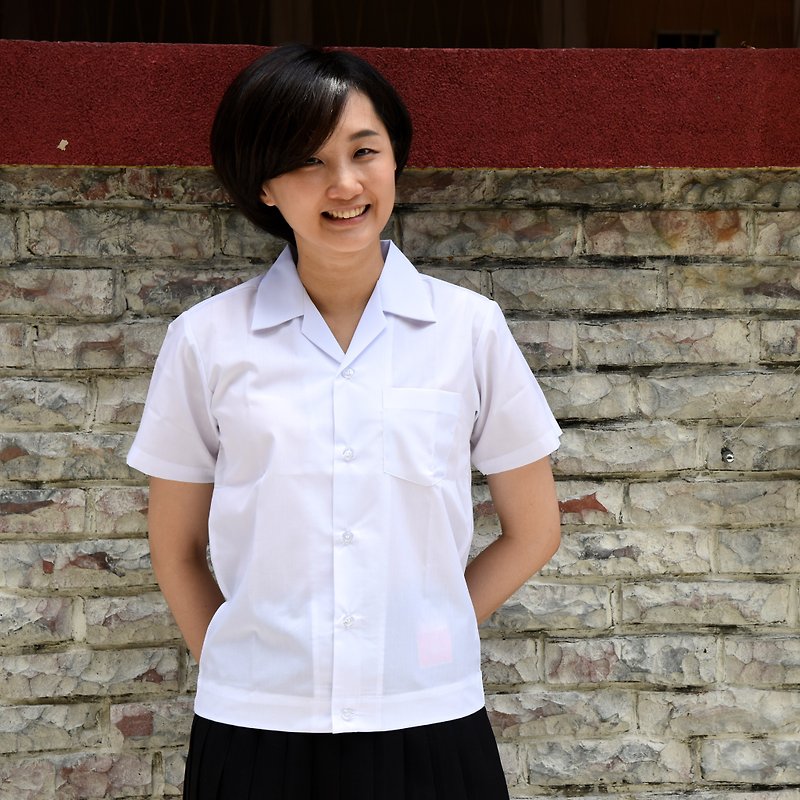 [China-US Uniforms] National Collared Shirt_The Story of Raising a Vulgar Girl/Movie Back to School Style_Both men and women - เสื้อเชิ้ตผู้หญิง - ผ้าฝ้าย/ผ้าลินิน ขาว