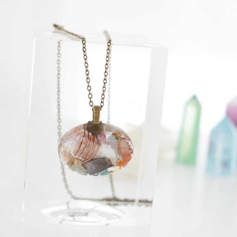 30x40mm Orgonite Pendant ~ Clear - สร้อยคอ - คริสตัล สีดำ