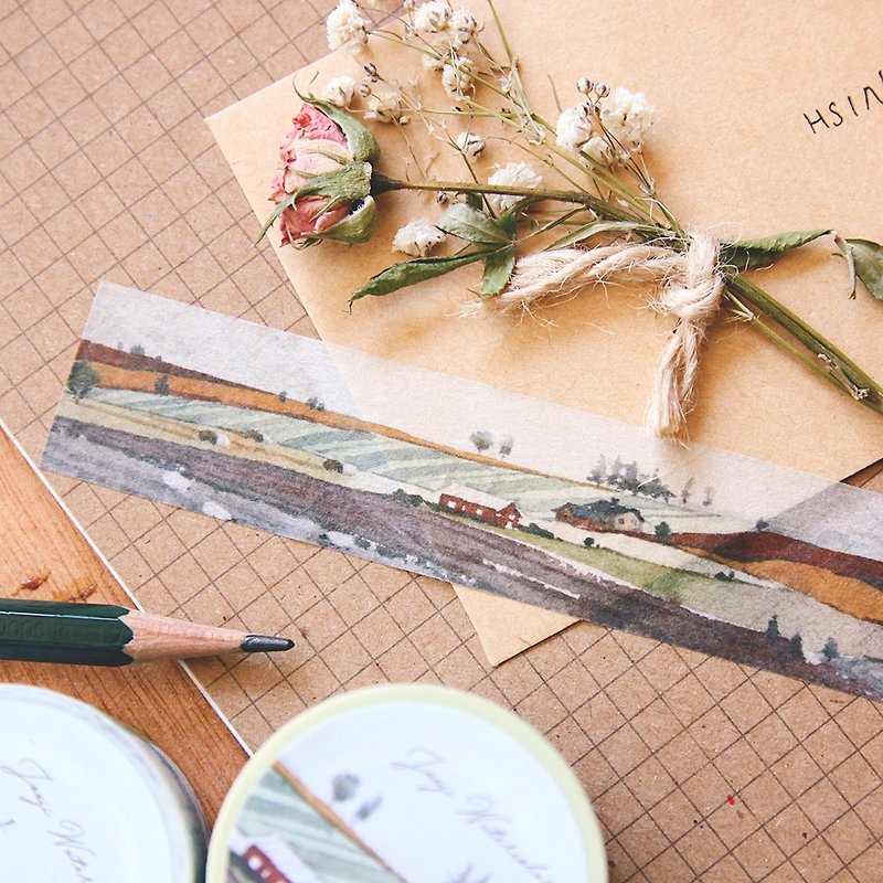 ☁ ☁ chirp Kyrgyzstan watercolor painted paper tape - autumn scenery - Washi Tape - Paper Orange