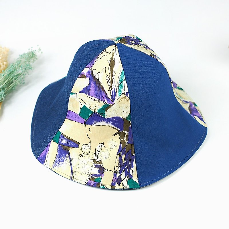 手作りの両面キャップバイザーニュートラルレトロファッション[寫绚绚紫] HM-42 - 帽子 - コットン・麻 ブルー