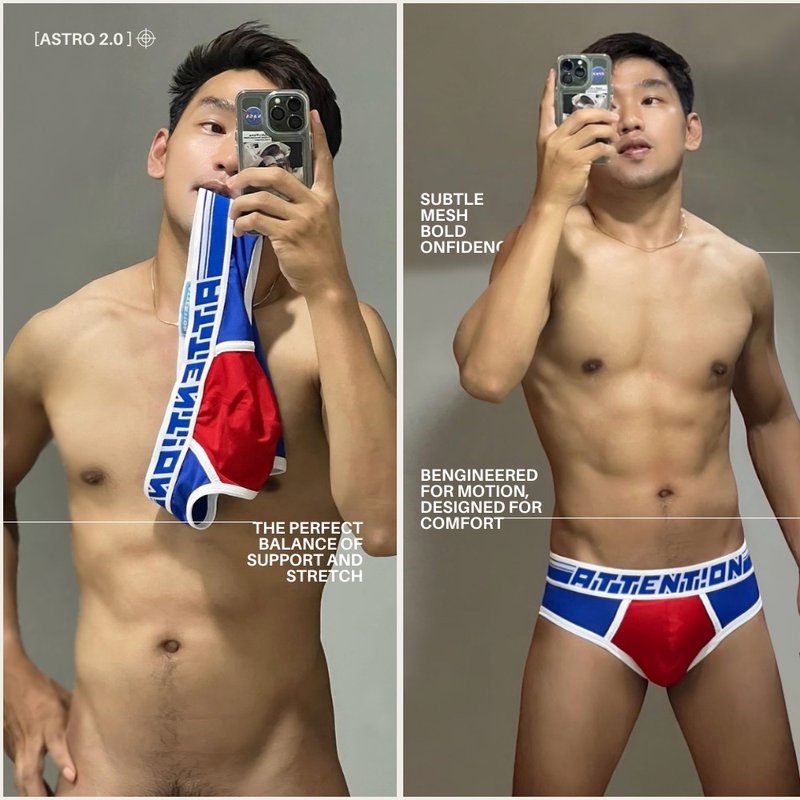 AttentionWear原子男孩三角內褲【原子英雄】│ATTENTION, 男內著 - 男內衣褲 - 聚酯纖維 藍色