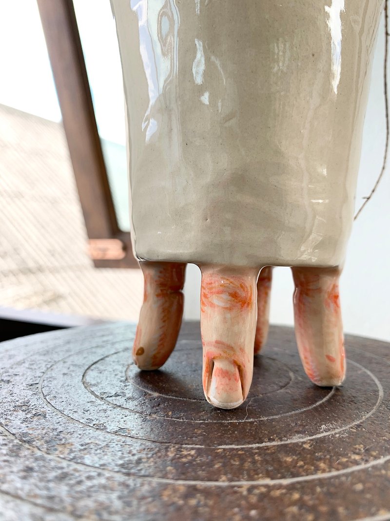 セラミックフラワーカップフィンガー - 花瓶・植木鉢 - 陶器 ピンク