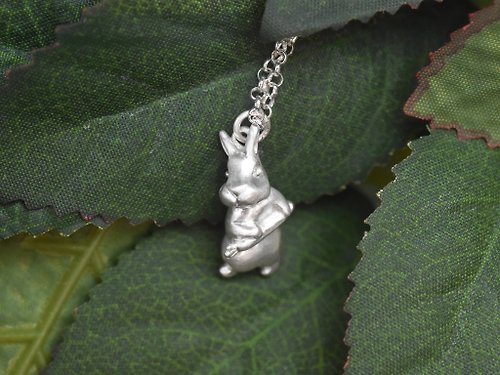Cpercent 手工飾品 偷搬紅蘿蔔的兔子 | 立體項鍊 925純銀 細項鍊 可愛動物 手工銀飾