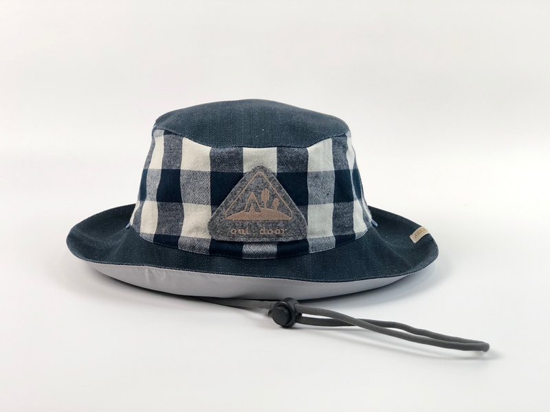 VA.outdoor/checkered bucket hat/denim blue - Baby Hats & Headbands - Cotton & Hemp 