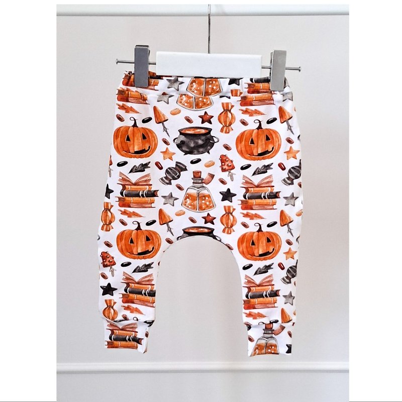 Halloween baby pants, Halloween baby costume, Halloween baby outfit, Pumpkin - 童裝褲 - 棉．麻 橘色