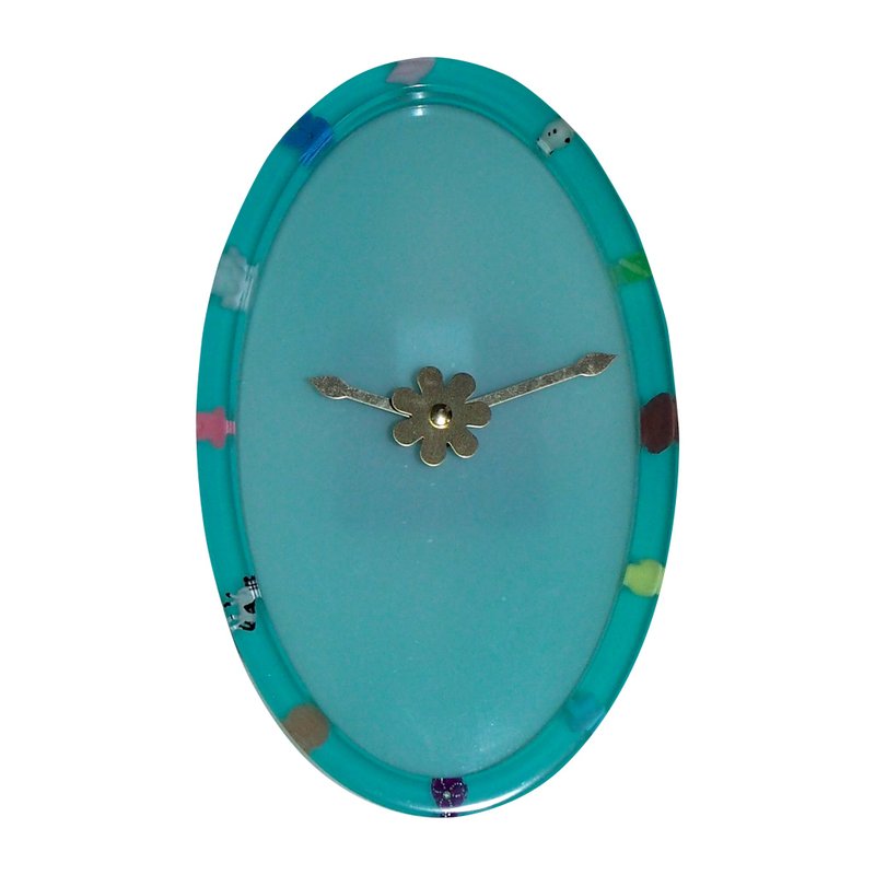 Aqua Oval Clock - 時鐘/鬧鐘 - 塑膠 藍色