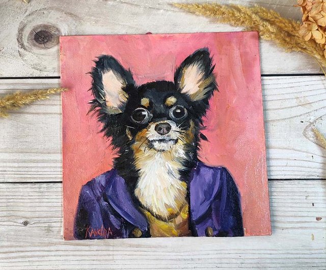 犬のオリジナル絵画 動物油絵 野生動物のアートワーク 中世の犬の壁画