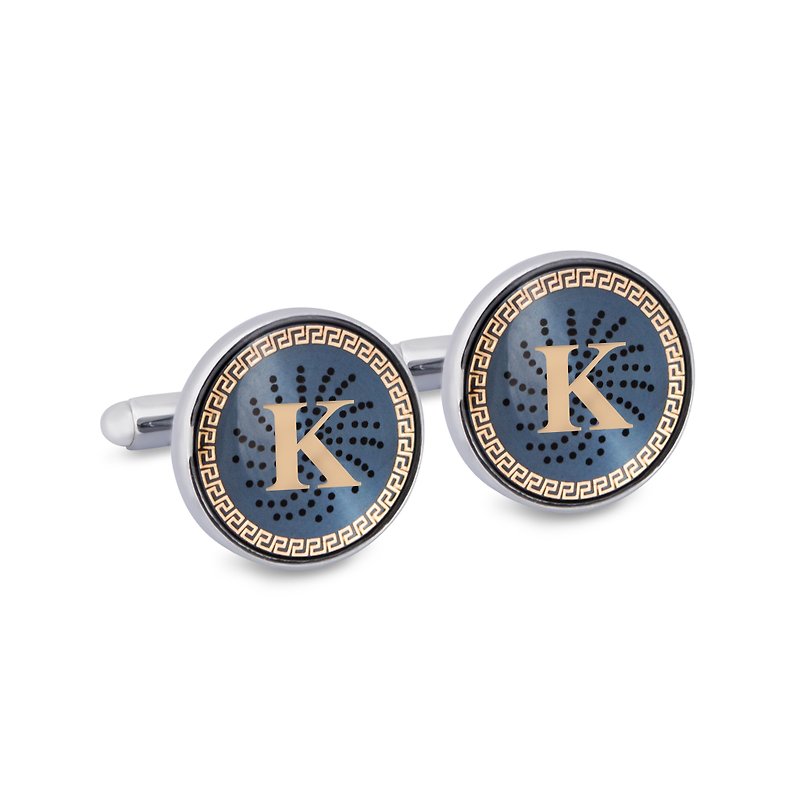 字母K袖釦 - 袖口鈕 - 其他金屬 藍色