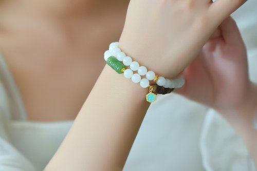 Angel's tears 天使之淚 Jewelry Design 天然沈香珠/沉香珠 和田白玉碧玉回紋桶珠設計多圈手串手持fs