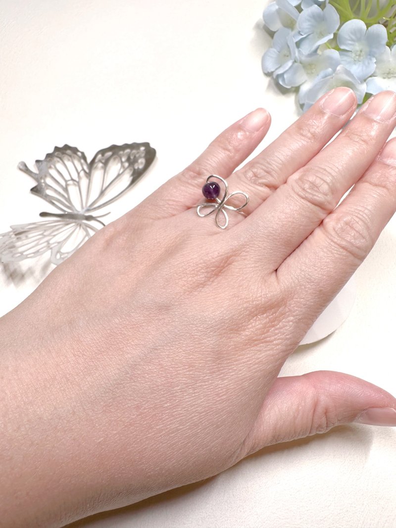紫水晶 Amethyst 蝴蝶戒指 - 戒指 - 其他金屬 