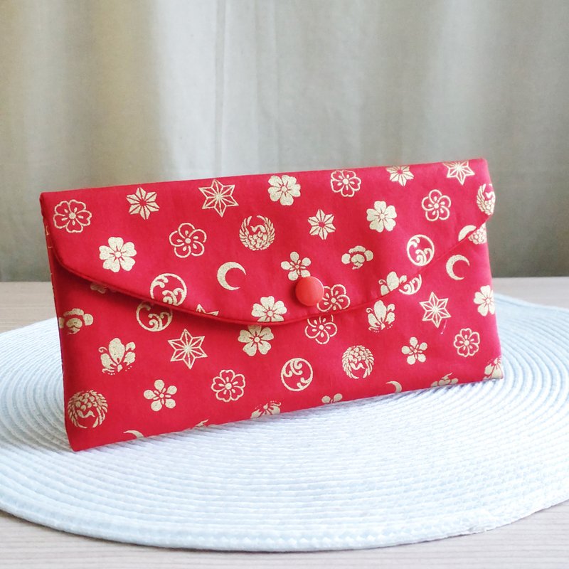 Lovely hot stamping [Totem badge hot stamping red envelope bag, red] passbook cover, cash storage bag - Chinese New Year - Cotton & Hemp Red