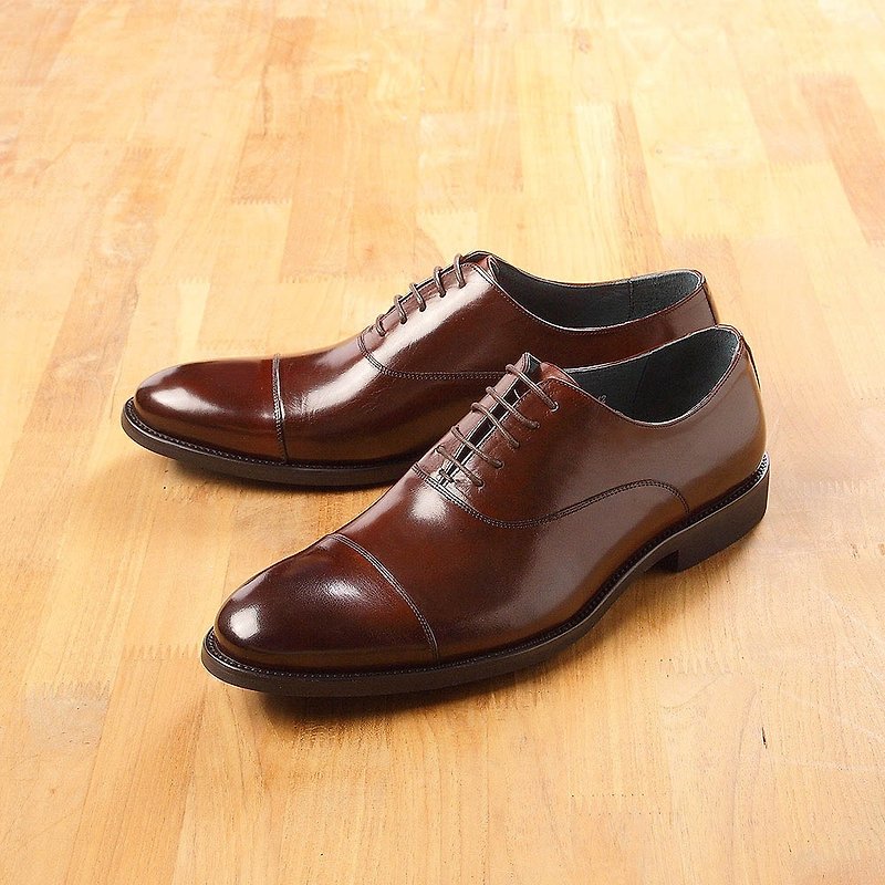 Vanger Metropolis Style Jixing Oxford Shi Shoes Va220 Coffee - รองเท้าอ็อกฟอร์ดผู้ชาย - หนังแท้ สีนำ้ตาล