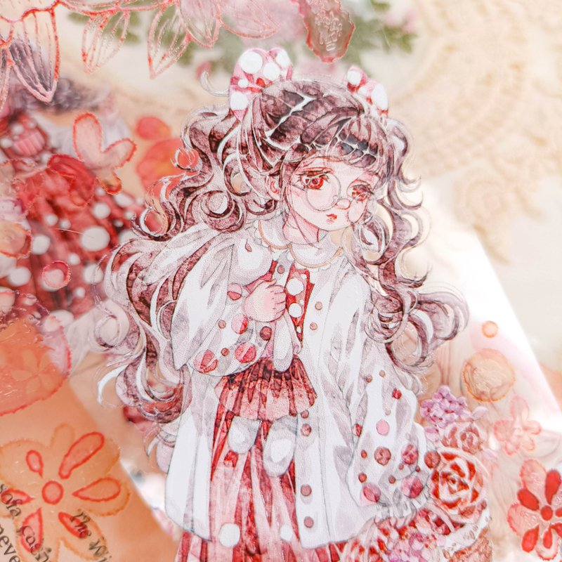 GL1229 小豆紅寶 The little girl in red dots/ 紙膠帶 - 紙膠帶/和紙/PET - 塑膠 多色