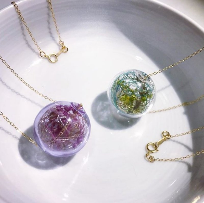 Glass Fantasy Planet Necklace - Limited Sisters Group [14K Note] - สร้อยคอทรง Collar - แก้ว สีม่วง