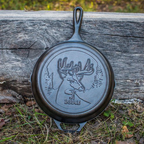 American LODGE Wildlife Series American Cast Iron Camping Frying Pan  (Elk)-27cm Wildlife - Shop LODGE Pots & Pans - Pinkoi