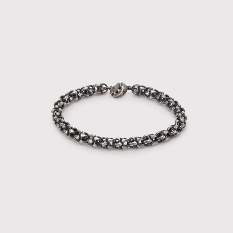 Handmade 925k Sterling Silver Bracelet Oxidized, Durable for Everyday Wear - 手鍊/手環 - 純銀 