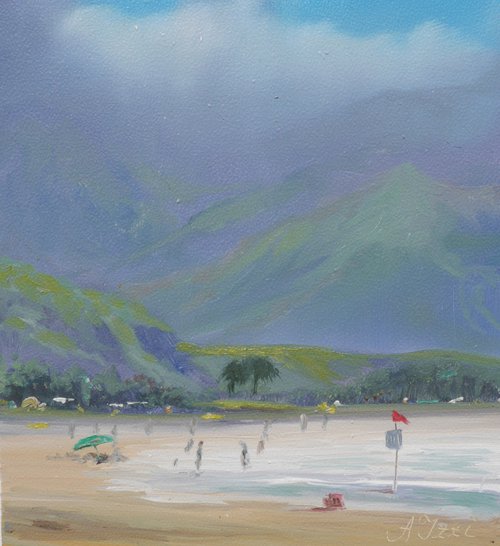 ハワイの絵画 海景 オリジナル油絵 12x12インチ オーダーメイド ビーチ