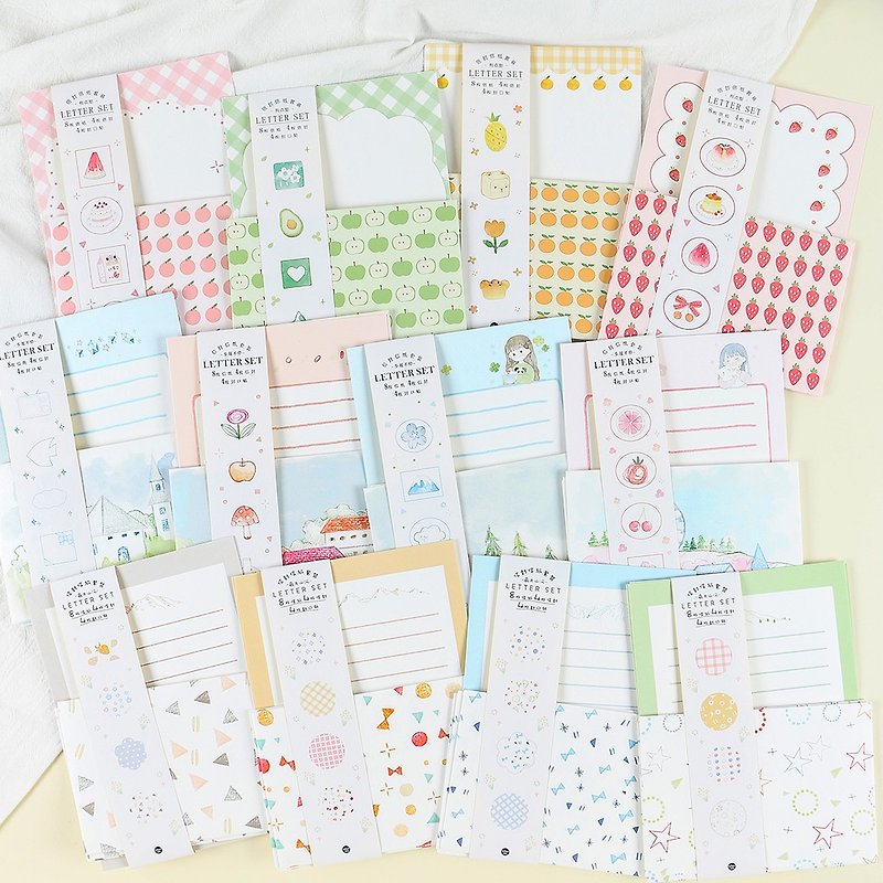 Infeel.Me Envelope and Stationery Set [Letter from the Cloud] Large size 4 pieces of sealing stickers 12 options - Envelopes & Letter Paper - Paper Multicolor