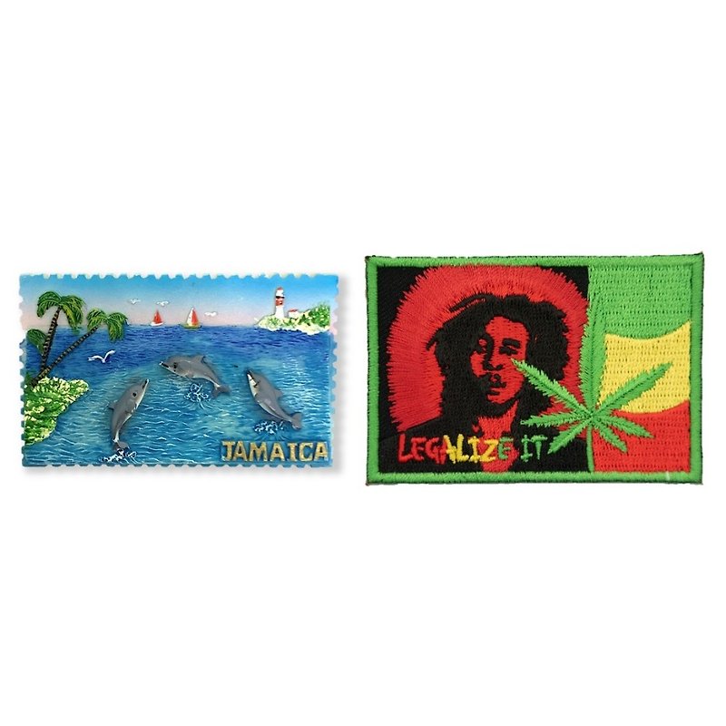 Jamaica Vacation Whiteboard Magnet + Bob Marley Reggae Singer Hot Cloth Sticker [2 Pieces] Refrigerator Magnet