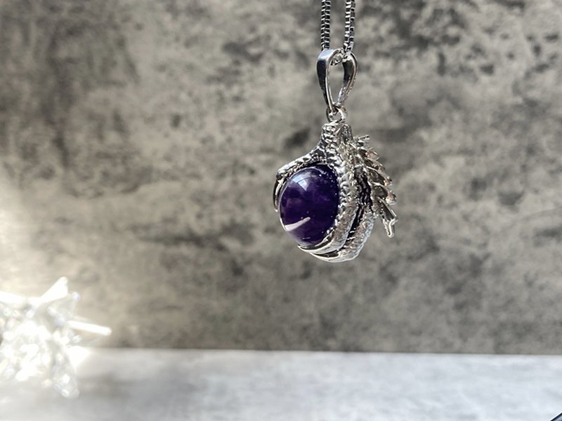 [Purple energy comes from the east. Dragon Claw Bead Necklace] Titanium Steel Chain, Amethyst | Domineering, Year of the Dragon, Men's Necklace - Collar Necklaces - Other Materials Purple