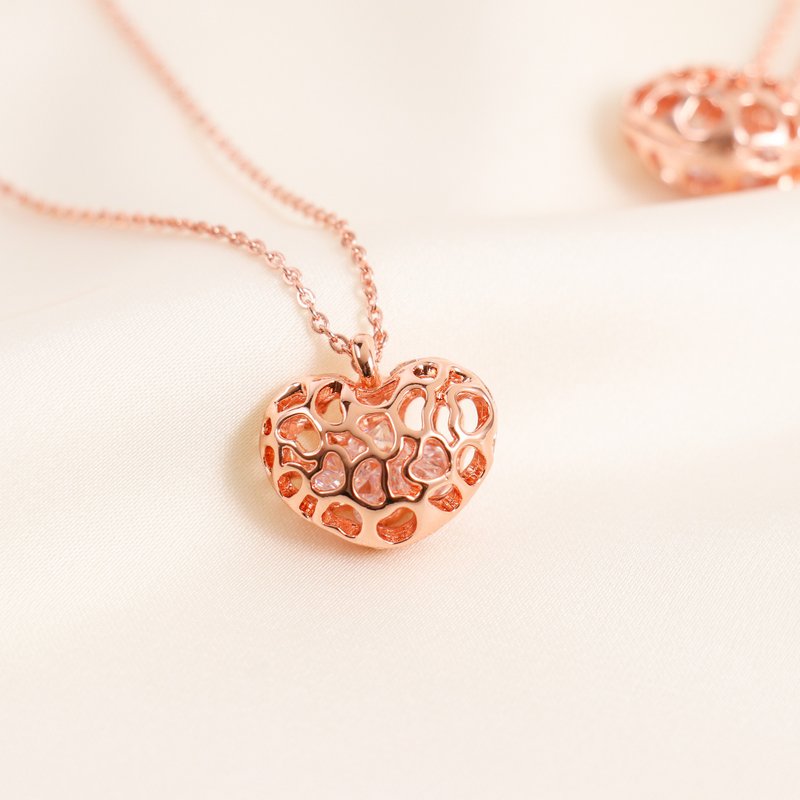 Love Bean heart-shaped necklace sweetheart series - สร้อยคอทรง Collar - โรสโกลด์ สีทอง