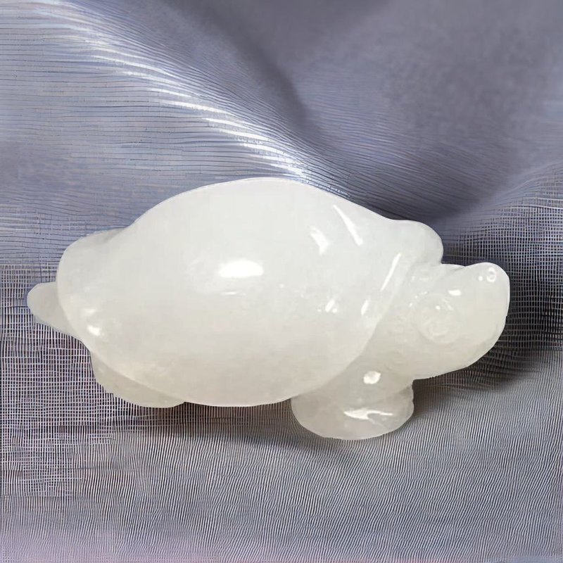 白翡翡翠烏龜擺件 | 天然緬甸玉A貨翡翠 | 送禮 - 擺飾/家飾品 - 玉石 白色