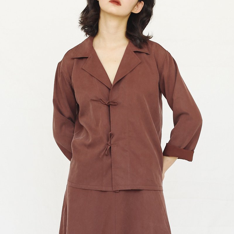 KOOW／Red Morning 輕微做舊重磅銅氨絲西裝外套 復古工裝襯衫 - 女西裝外套 - 聚酯纖維 