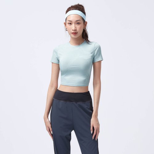 VOUX COZEE-抗菌緹花合身上衣-沌灰綠