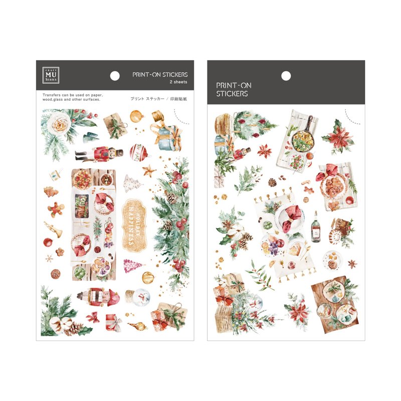 【Print-On Stickers】 Christmas Edition 08 | Rub On Transparent Sticker - สติกเกอร์ - วัสดุอื่นๆ สีแดง