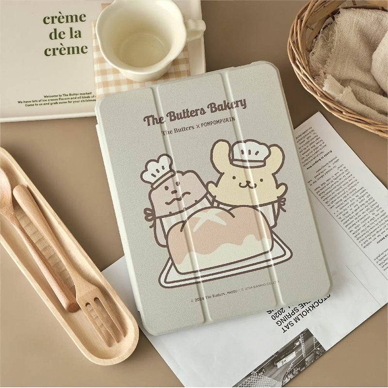 Cream Family x Pudding Dog Bread Baked iPad Tri-fold Protective Case - เคส/ซองมือถือ - พลาสติก หลากหลายสี