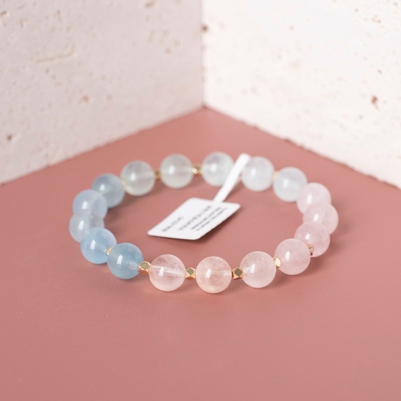 Sweet Girl/Morganite Aquamarine/Genuine Gemstones Bracelet/Gift for Her - สร้อยข้อมือ - คริสตัล หลากหลายสี