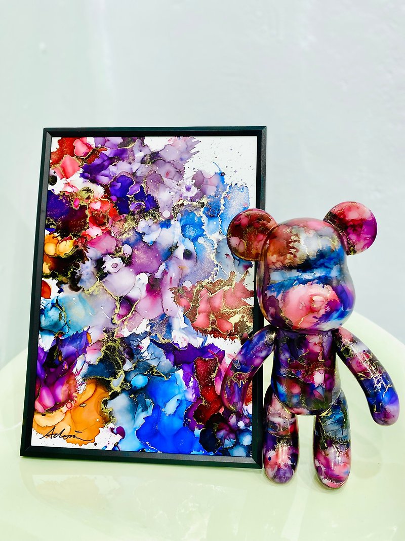 [Taiwan Exclusive] Alcohol Ink [Fluid Bear] [Experience Course] Special Class for Couples and Children - Illustration, Painting & Calligraphy - Other Materials 