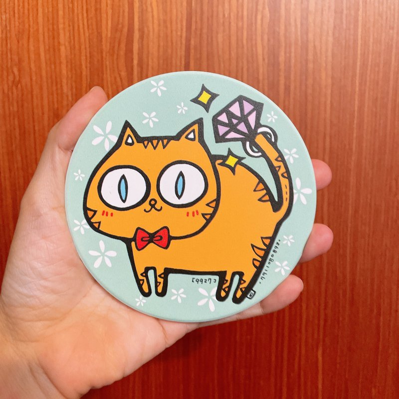 Diamond cat-absorbent coaster-9927 hand-painted ideas - อื่นๆ - เครื่องลายคราม 