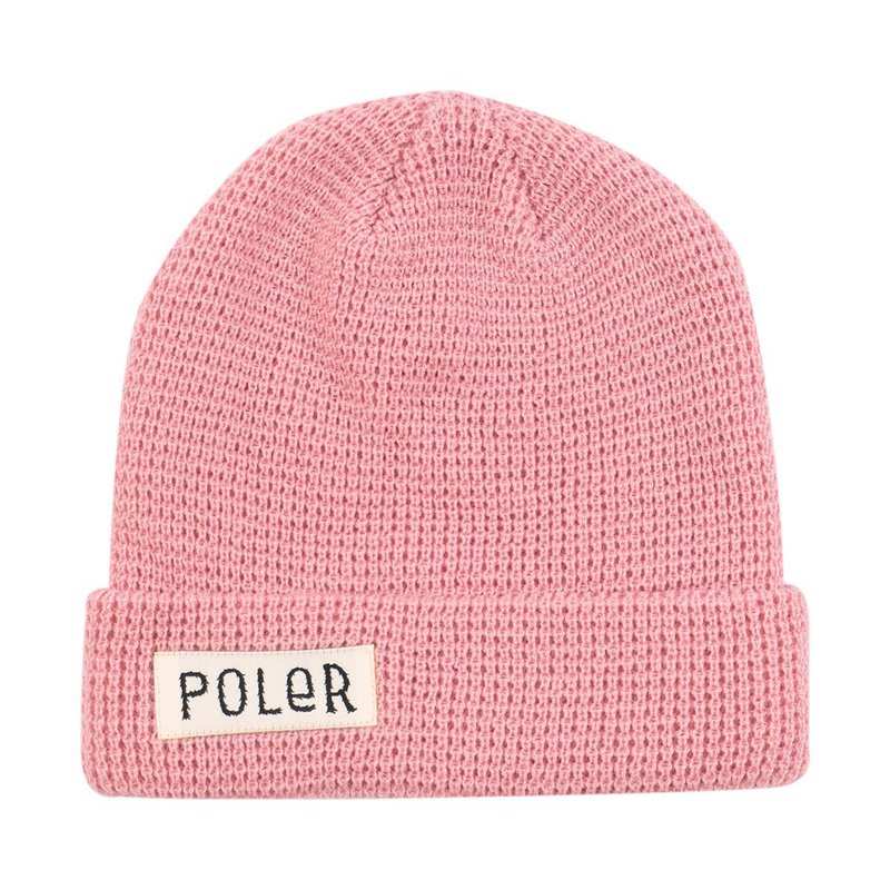 POLER WORKERMAN BEANIE 布標反摺毛帽 粉紅色 - 帽子 - 其他材質 粉紅色