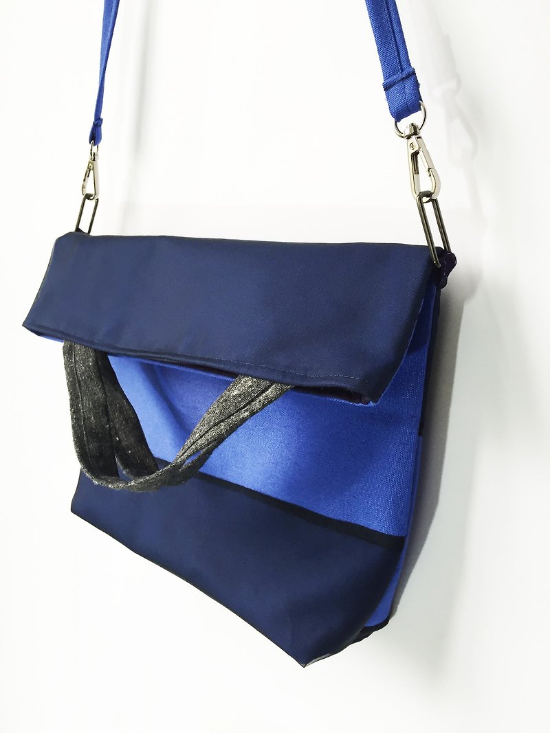 Wahr_ Aqua spinning canvas bag / shoulder bag / handbag / shoulder bag - Messenger Bags & Sling Bags - Other Materials 
