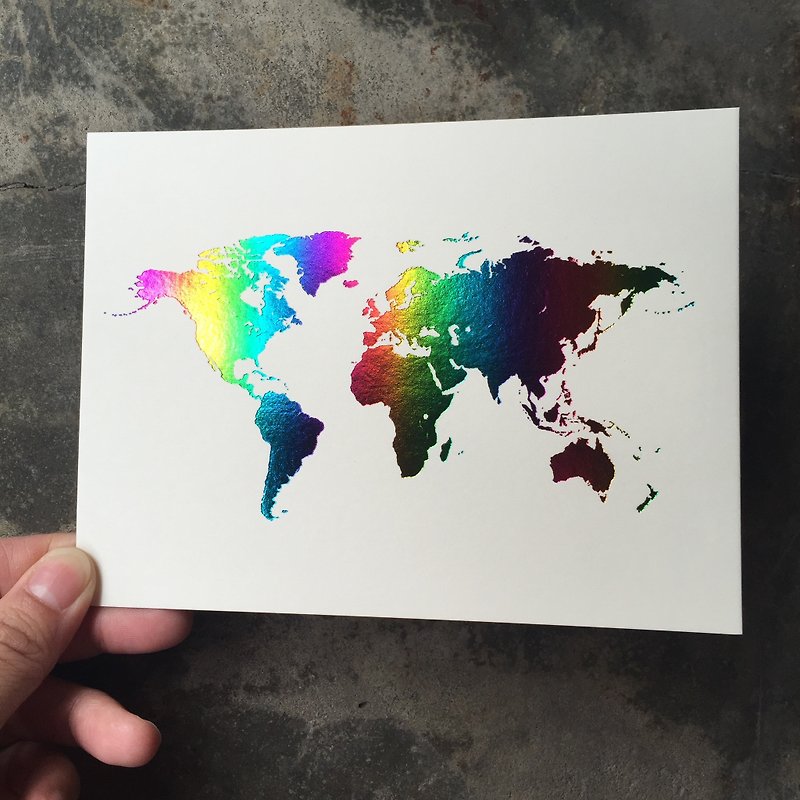 Postcard - World Map - Permed Gradient Rainbow - การ์ด/โปสการ์ด - กระดาษ หลากหลายสี