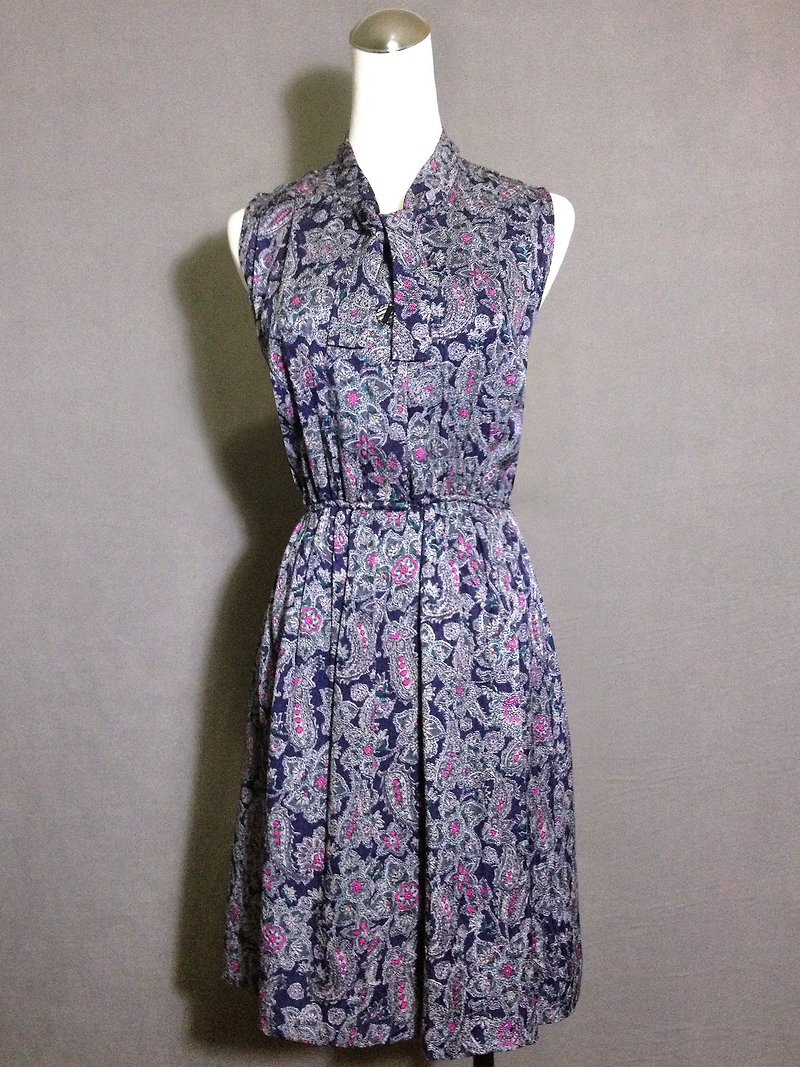 Ping-pong vintage [vintage dress / exquisite flower tie textured vintage dress] abroad back VINTAGE - One Piece Dresses - Polyester Purple