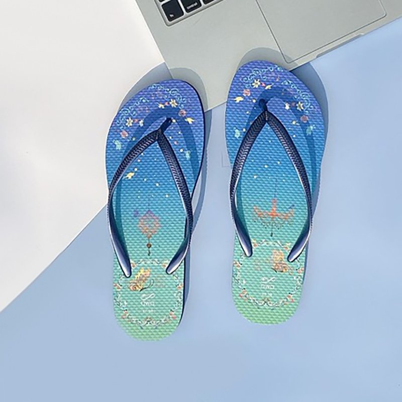 Women's cultural and creative drawing flip-flops soft Q anti-slip wear-resistant flip-flops-Kongkongyuan- - รองเท้าแตะ - ยาง หลากหลายสี