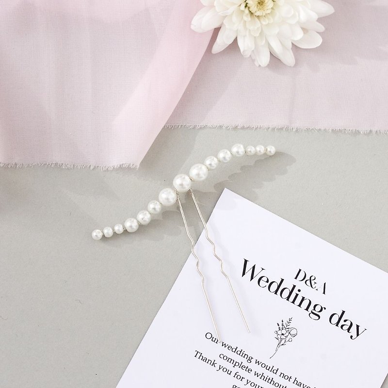 玻璃 髮飾 白色 - Bridal pearl hair pin, wedding hair comb, simple pearl hair comb