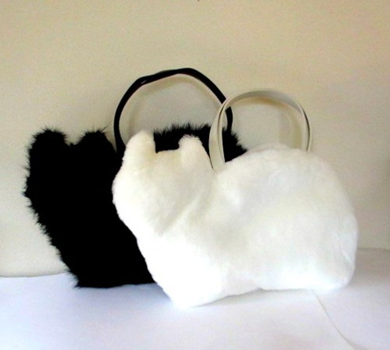 *Fluffy cat fur bag* Pure white cat - กระเป๋าถือ - ผ้าฝ้าย/ผ้าลินิน 