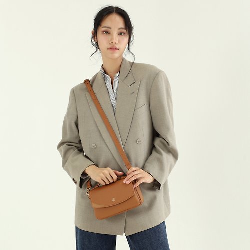 Charin Megan (Tan): Crossbody bag, Cow leather, Brown, Light weight, Mini bag