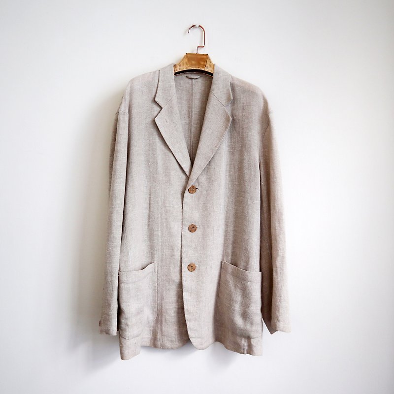 Pumpkin Vintage. Ancient linen blazer - เสื้อโค้ทผู้ชาย - ผ้าฝ้าย/ผ้าลินิน 
