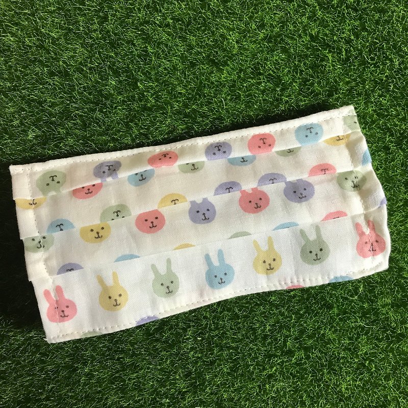 RABBIT LULU Adult/Child Mask Cover with Colored Bunny Made in Japan Fabric Double Yarn Type