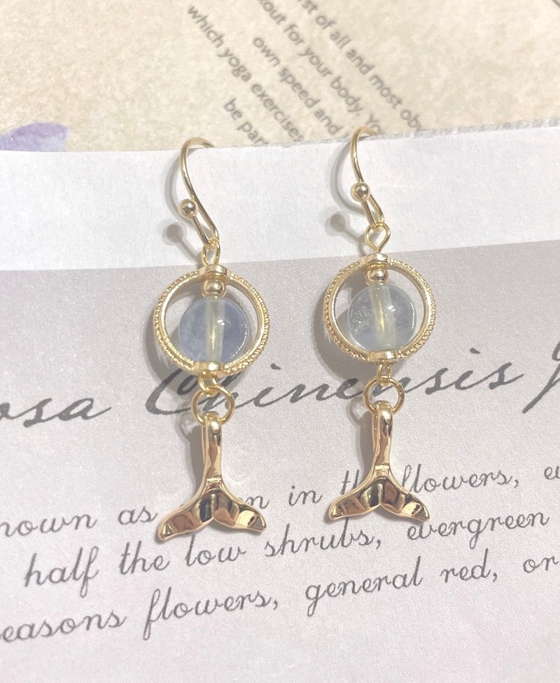 Mermaid's Call//Aquamarine crystal shape/14K color-preserving crystal earrings - Earrings & Clip-ons - Other Metals 