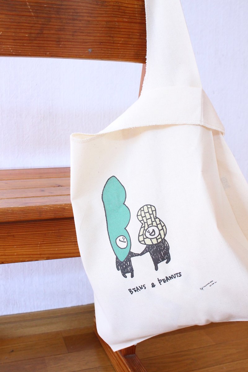 Spica Noniwa / Eco Marche bag / Shopping bag type / BEANS &PEANUTS - กระเป๋าถือ - ผ้าฝ้าย/ผ้าลินิน ขาว