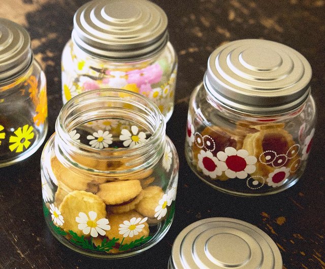 日本 津軽びいどろ 昭和レトロ 花柄キャンディポット / 全4種