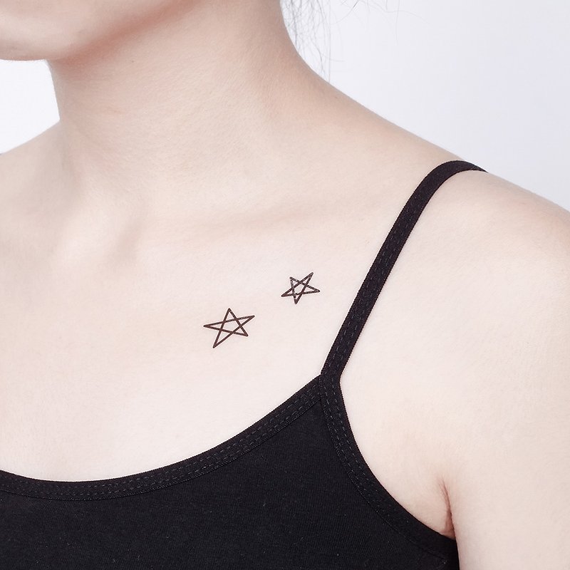 Surprise Tattoos /  線框 星星 刺青 紋身貼紙 - 紋身貼紙 - 紙 黑色